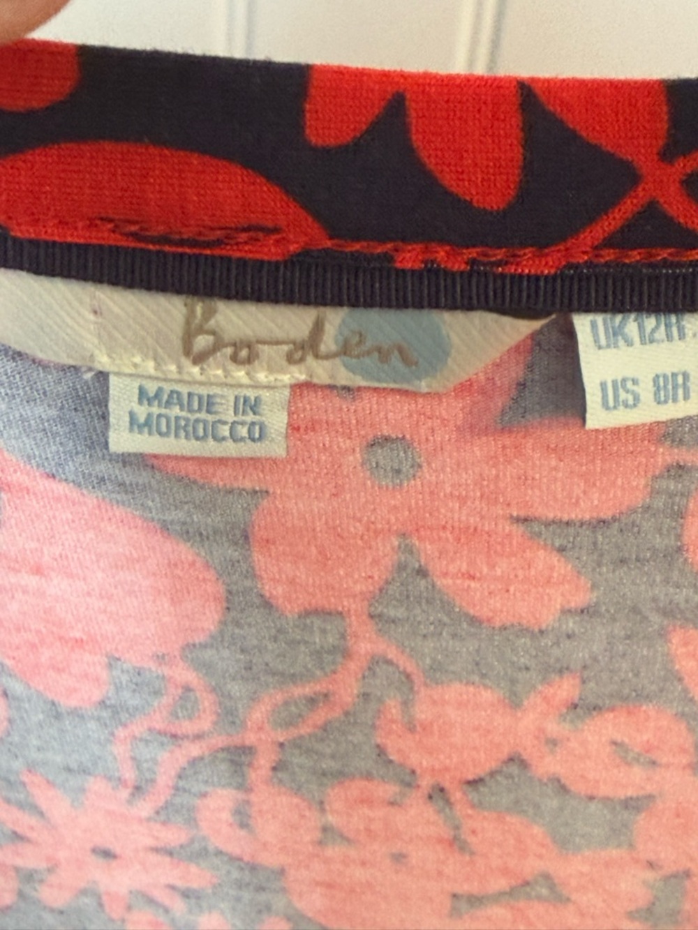 BODEN True Wrap Navy Red Floral Dress Sz 8 - Picture 8 of 10